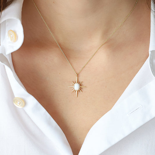 White Opal Star Necklace